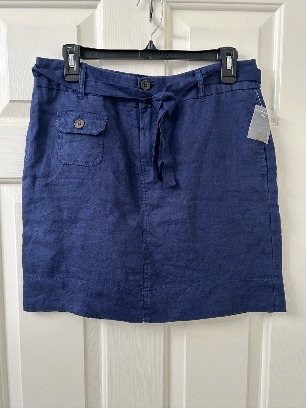 NWT Cynthia Rowley Navy Linen Tie-Waist Mini Skirt